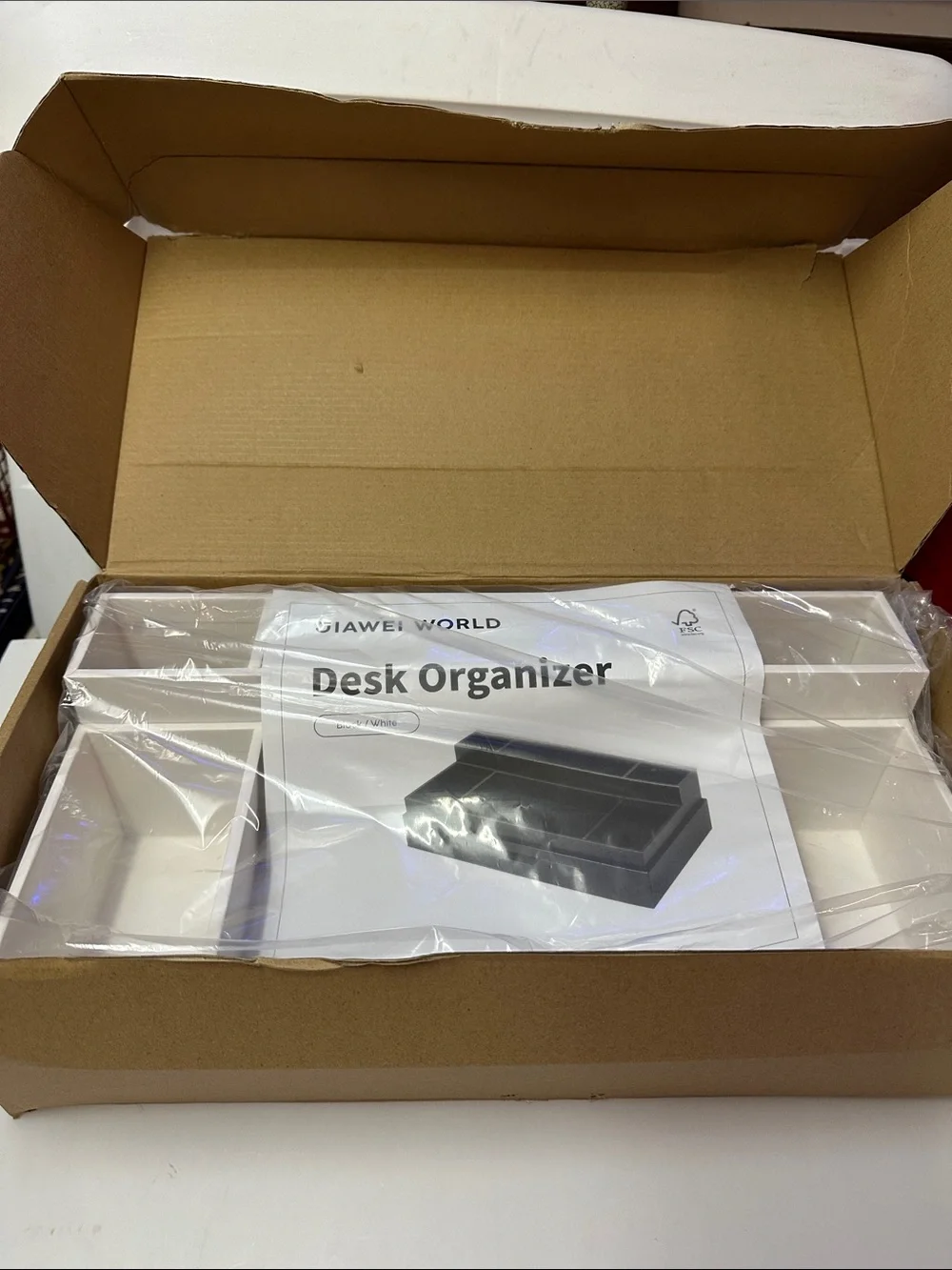 White Desktop Storage Organizer with Drawer